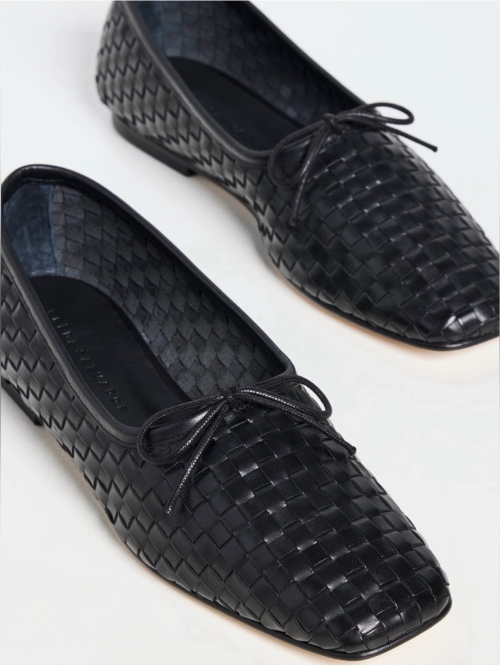 Freda Salvador Jada Square Toe Black Woven Flat - Picture 2 of 5